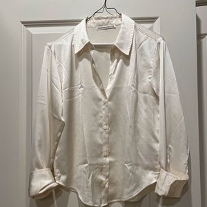 Silky Cream Button Down Dress Shirt